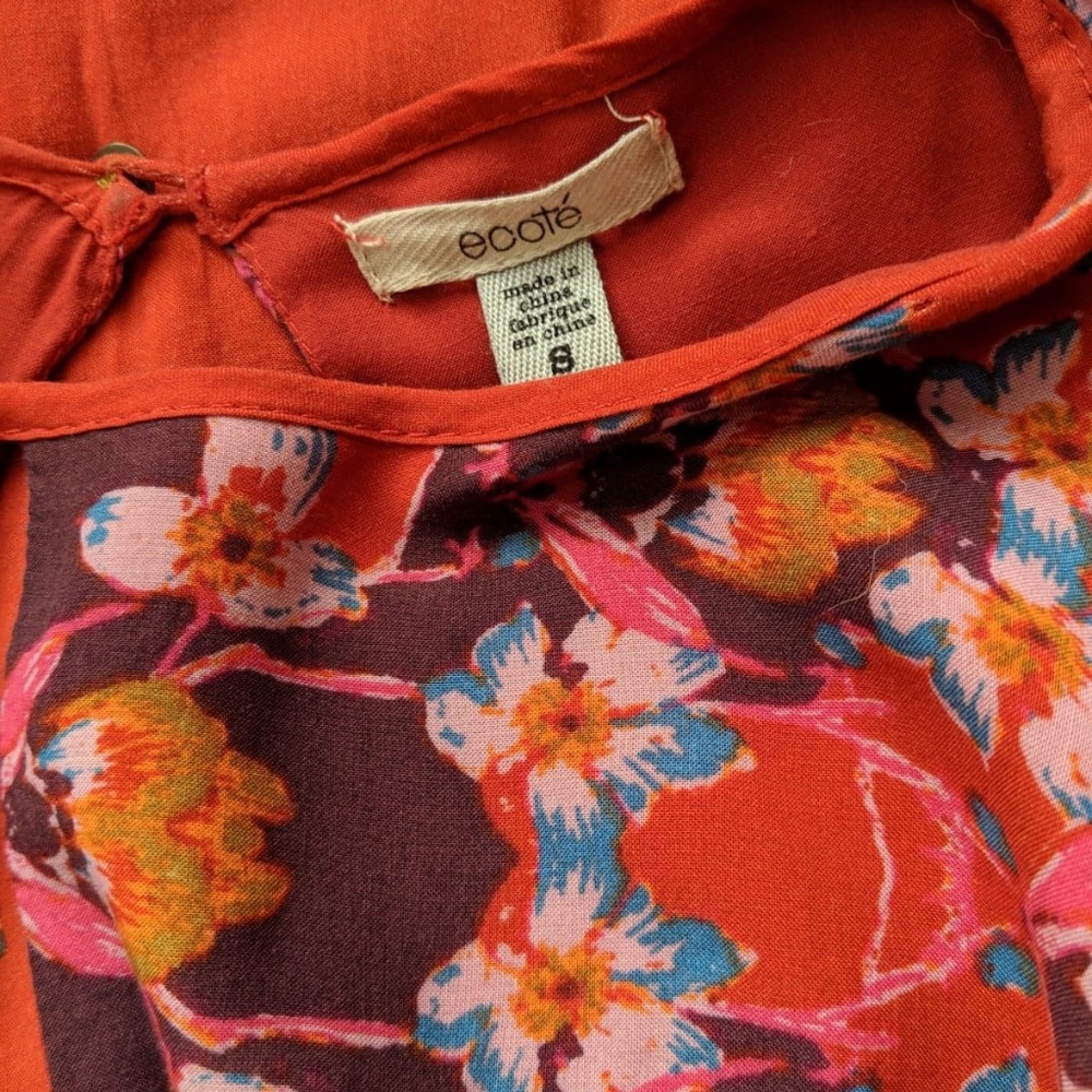 Ecote Red-Orange Mixed Pattern Dress - Picture 3 of 3